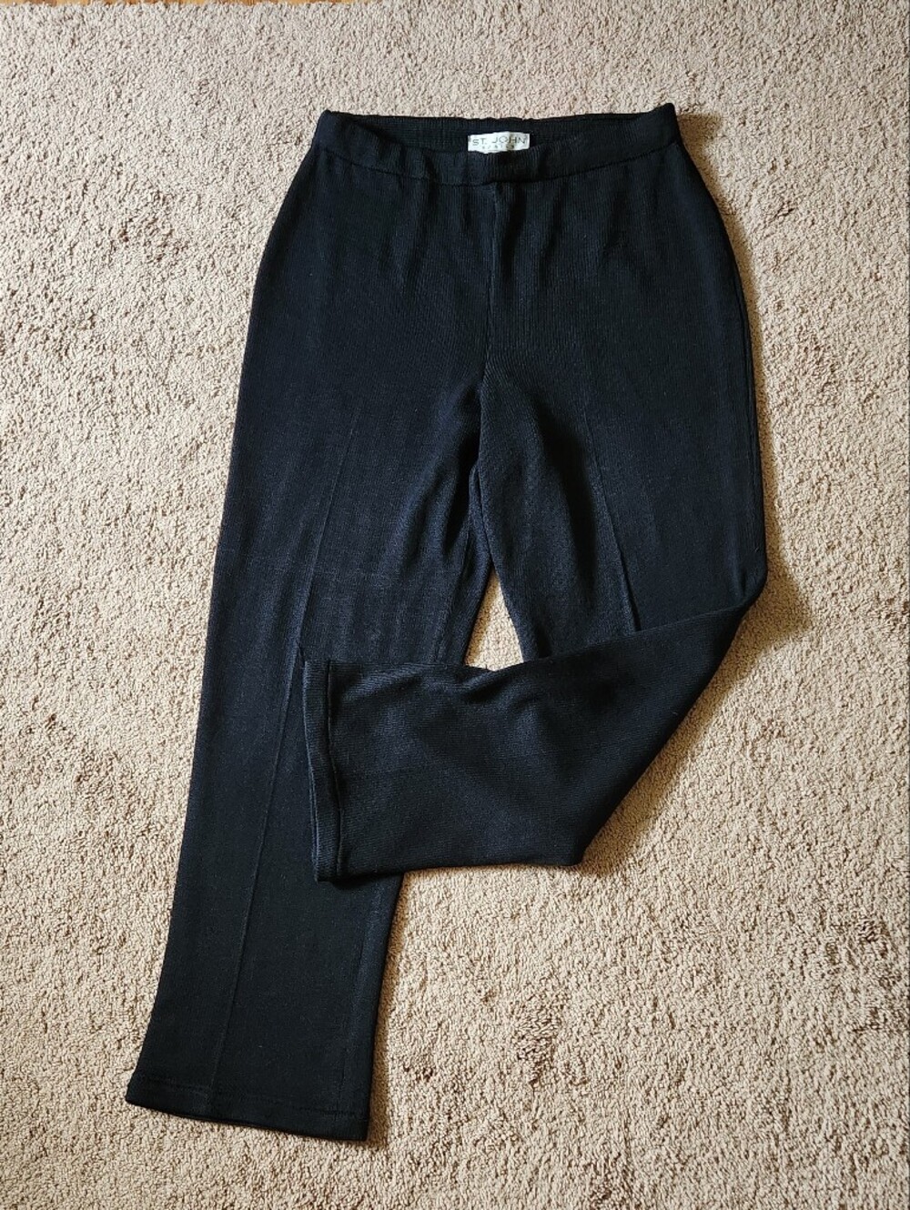 St. John Santana Knit Pleated Front Black Straight Leg Pull On Pants High Rise 8